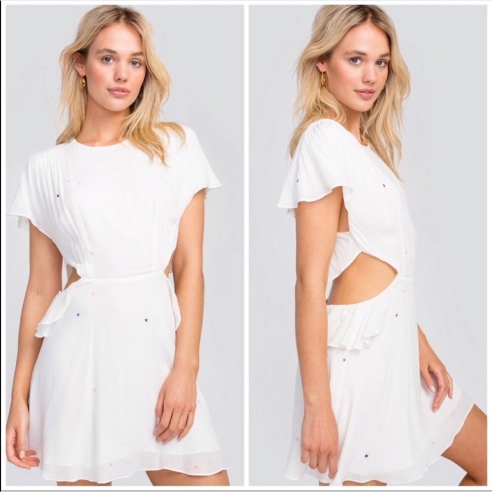Wildfox Cut out back Red Blue Star Print Dress